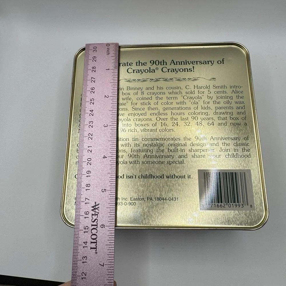 VTG Crayola 90th Anniversary 1903 1993 Tin Box 64‎ Count Crayons Storage Case